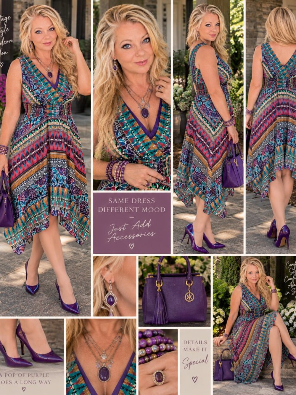 Rabbit Rabbit Rabbit Boho Handkerchief Hem Midi Dress Multicolor Y2K - Picture 3 of 5